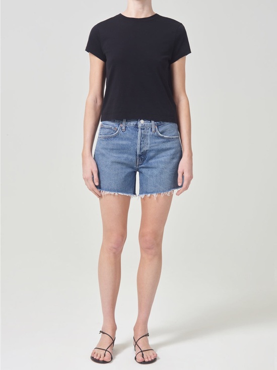 Agolde Pants - Agolde Light Blue High-Rise Frayed Hem Denim Shorts